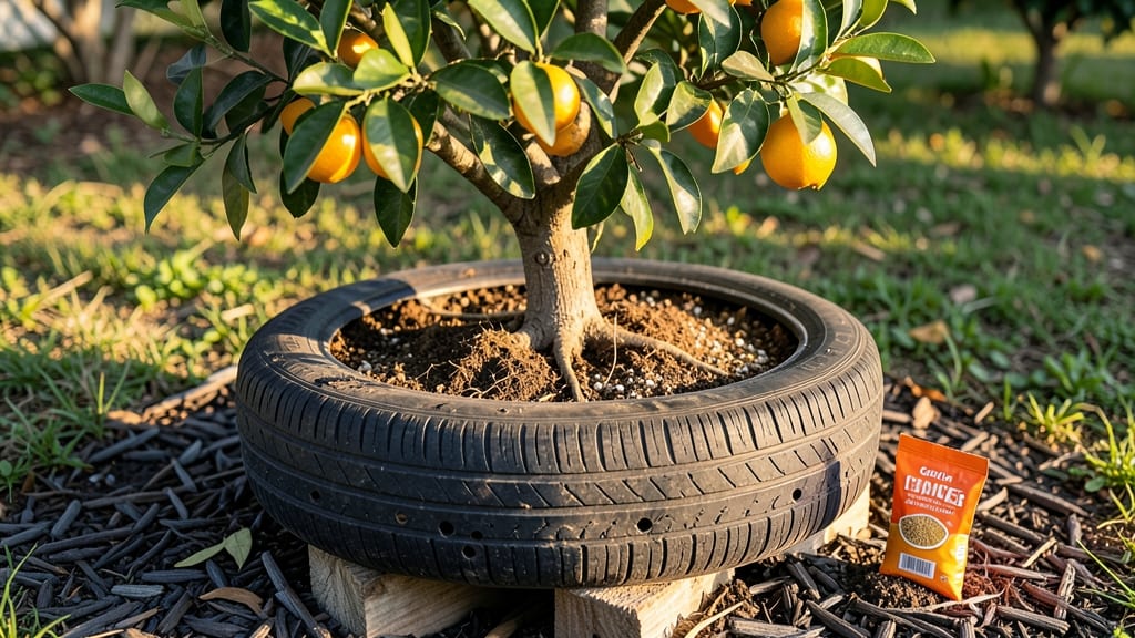 Orange Tree Tire Planters: Space-Saving Citrus Garden Hacks