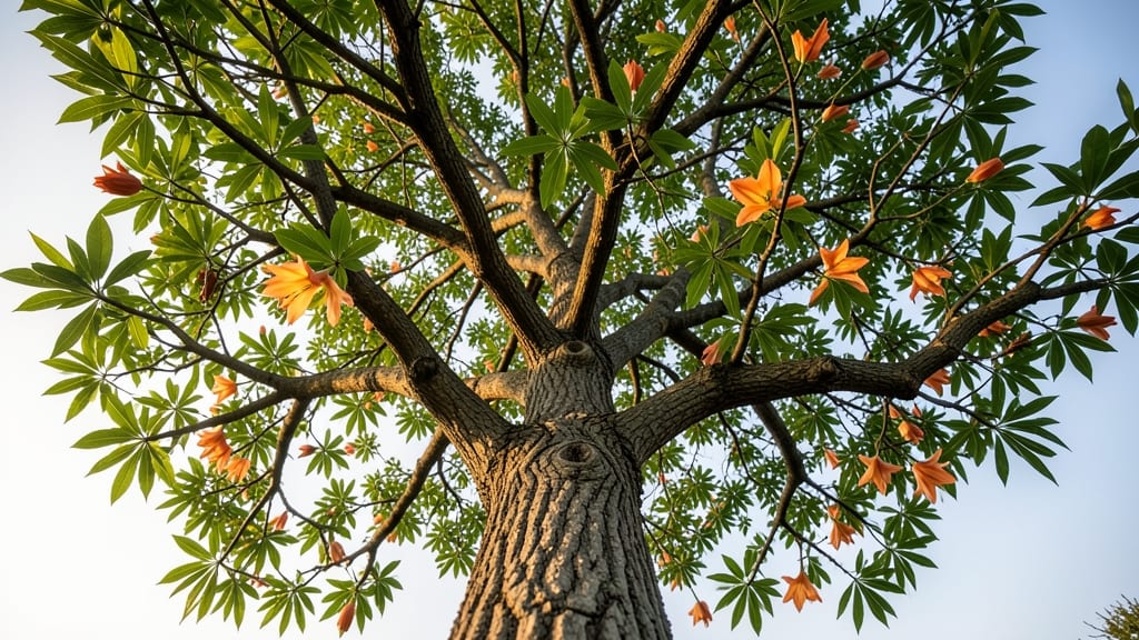 Tulip Tree with Orange Flowers