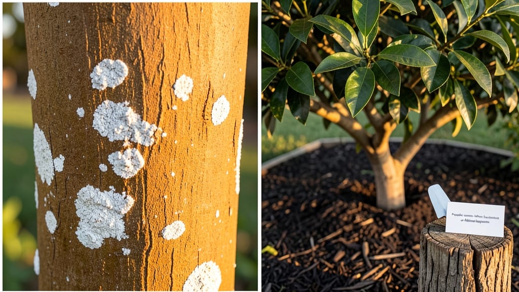 White Spots on Orange Tree Trunk: Fungal Blight or Scab Disease Fix