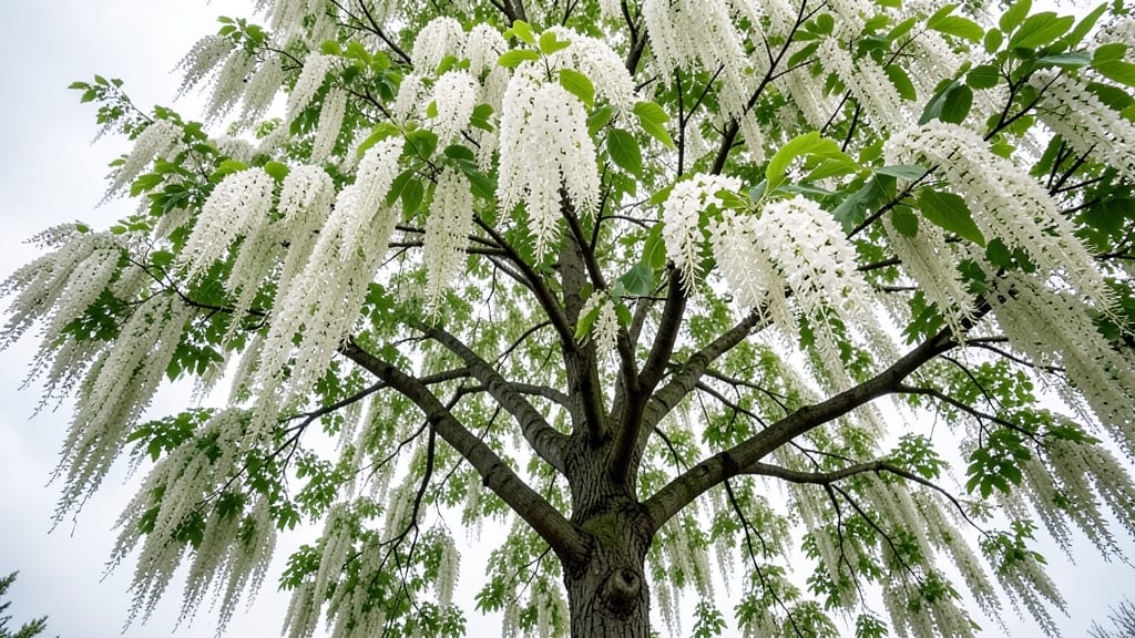 Fringe Tree with White Blooms