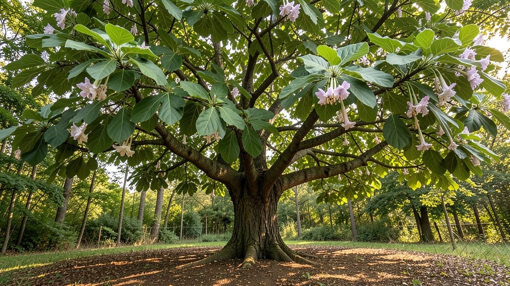 Catalpa Tree with Trumpet Flowers